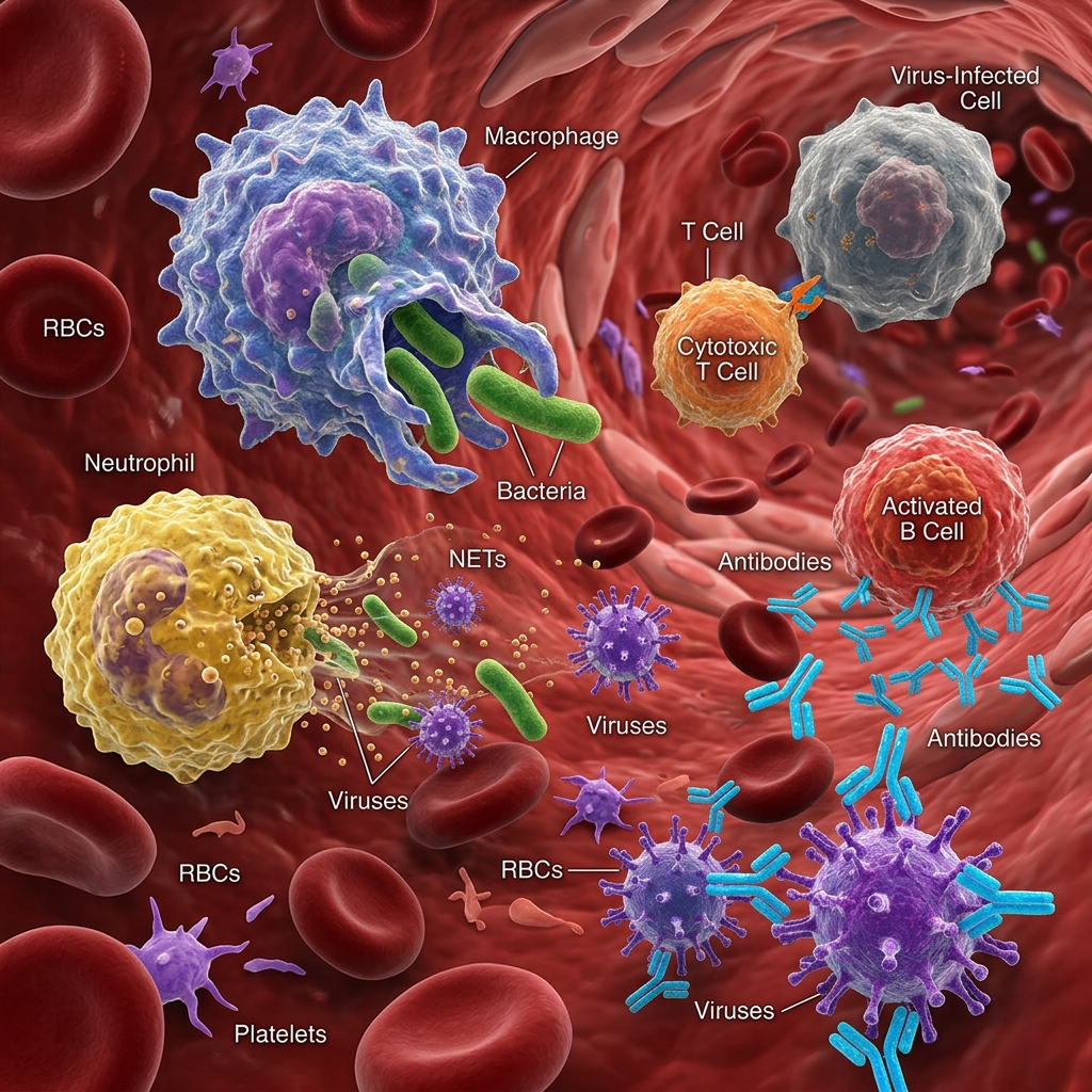 Function of the immune system in protecting the body